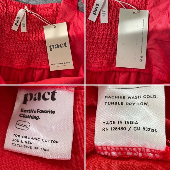 Pact NEW Canopy Linen Blend Tank Dress Red Size XXXLarge - Picture 12 of 12